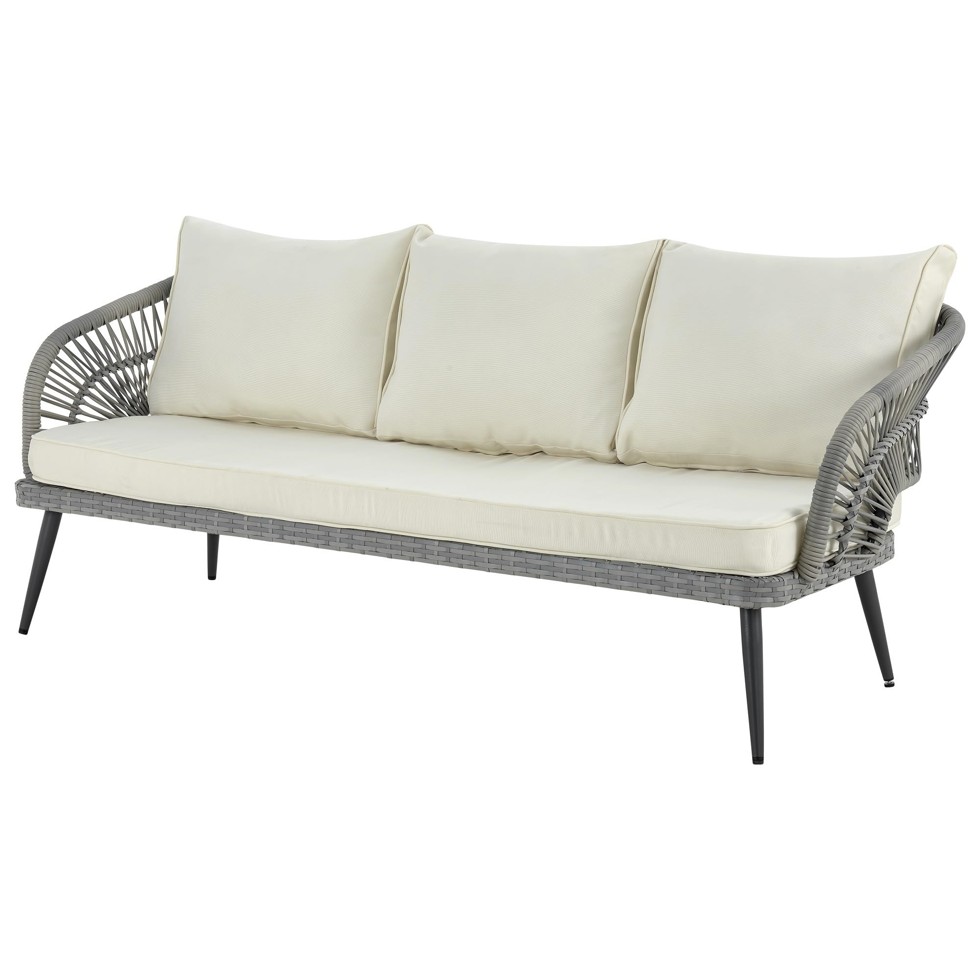 Riviera 4-Piece 5 Seater Patio Conversation Set with Cushions, Cream