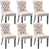 Tufted Dining Chairs Set of 4, Velvet Upholstered Dining Chairs with Nailhead Back and Ring Pull Trim