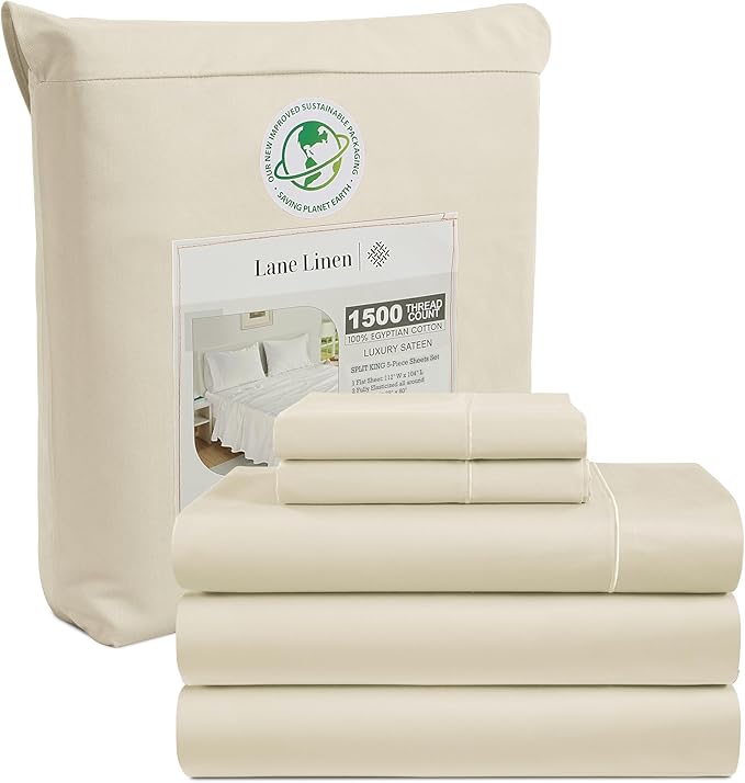 100% Egyptian Cotton Sheet Set - 1500 TC, 4 Piece Bed Set