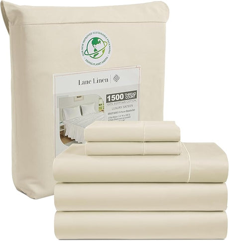 100% Egyptian Cotton King Size Sheets Set - 1500 TC, 4 Pieces - Luxury Sateen Weave Cotton Sheets King Size Set