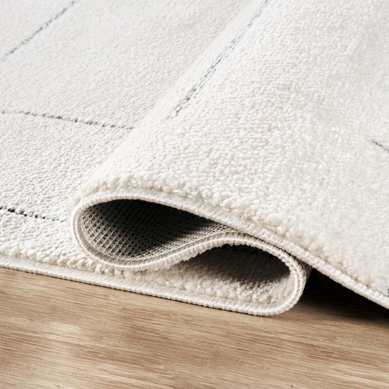 Abani Cream Area Rug – 6' x 9' – Oliver Collection – Striped Pattern – Non-Shedding, Easy to Clean – Durable for Living Room, Bedroom, or Office, Pet & Child Friendly