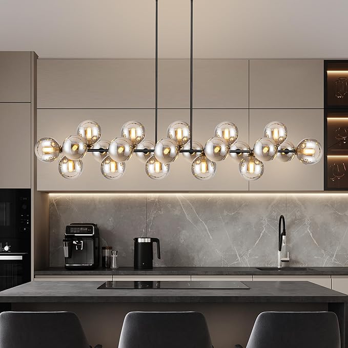 Black Chandelier Large Linear Sputnik Chandelier Island Pendant Light for Dinning Room