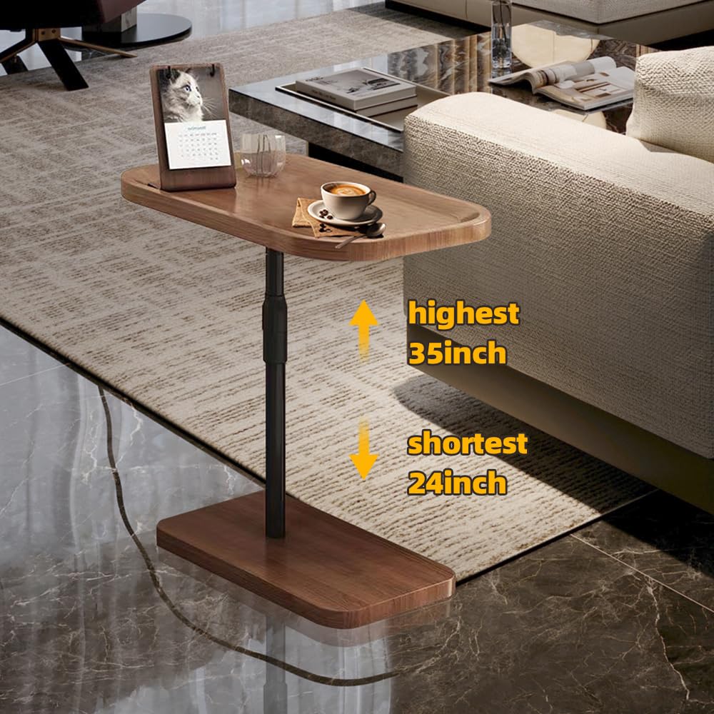 C Shaped End Table Adjustable Height, C Shaped Side Table for Couch, C Table End Table