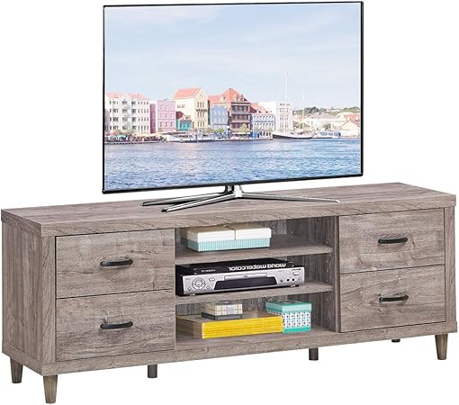 Farmhouse Tall TV Stand, Retro Wood Universal Stand for TV's up to 65" Flat Screen,