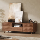 65 Inch TV Stand with Diamond Panel - Modern Entertainment Center