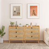 3 Drawer Rattan Dresser for Bedroom, Chest of Drawer, 3 Drawer Dresser