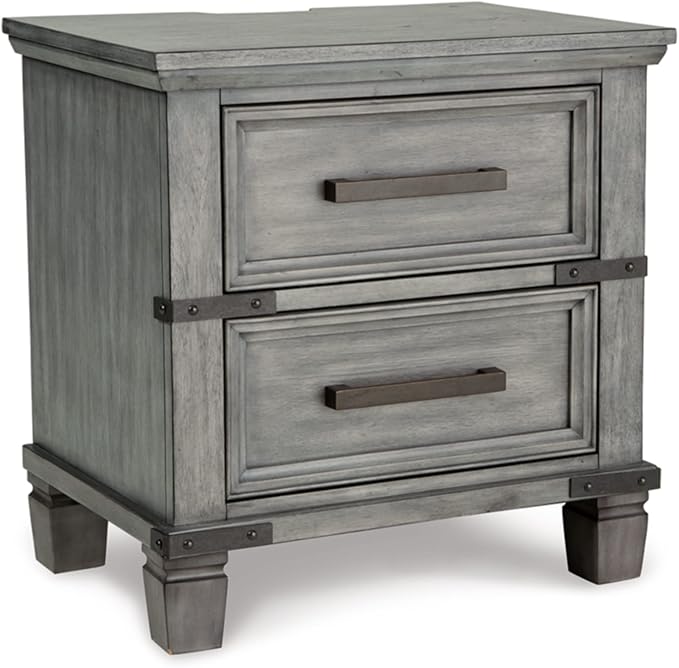 Russelyn Rustic 2 Smooth-Gliding Drawers Night Stand with Outlets & USB Ports