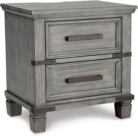 Russelyn Rustic 2 Smooth-Gliding Drawers Night Stand with Outlets & USB Ports