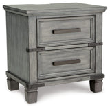 Signature Design by Ashley Russelyn Rustic 2 Smooth-Gliding Drawers Night Stand with Outlets & USB Ports, Gray