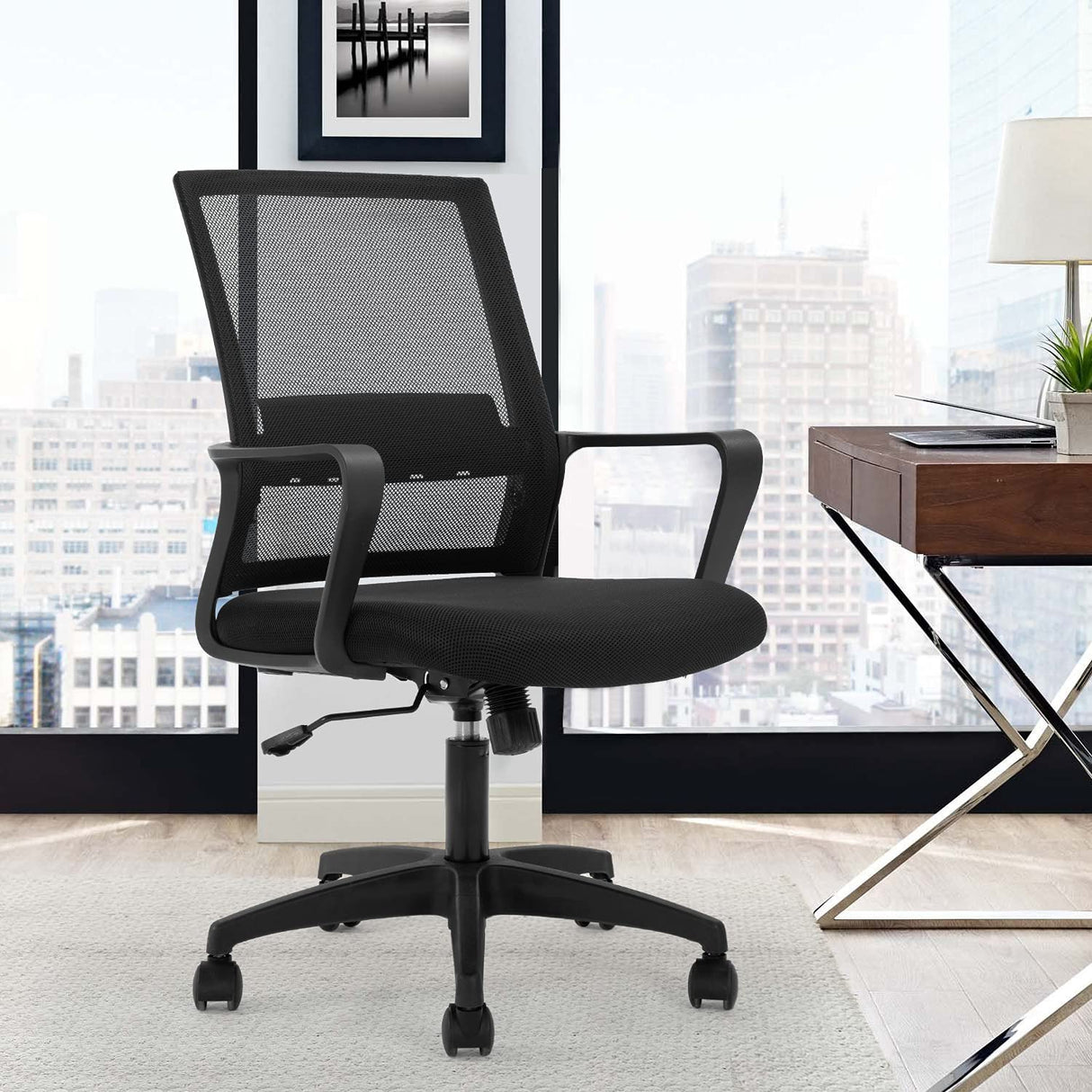 Office Chair Ergonomic Desk Chair Mid-Back Mesh Computer Chair Lumbar Support Comfortable Executive Adjustable Rolling Swivel