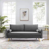 Revive Performance Velvet Sofa, Gray