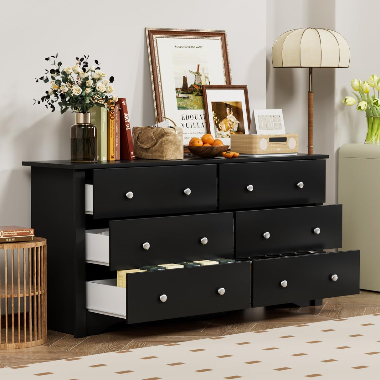 Dresser for Bedroom with 6 Drawers, Wide Chest Storage Organizer and TV Stand