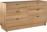 Gray Double Dresser for Bedroom 6 Drawer Wide Chest