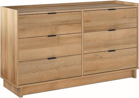 Gray Double Dresser for Bedroom 6 Drawer Wide Chest