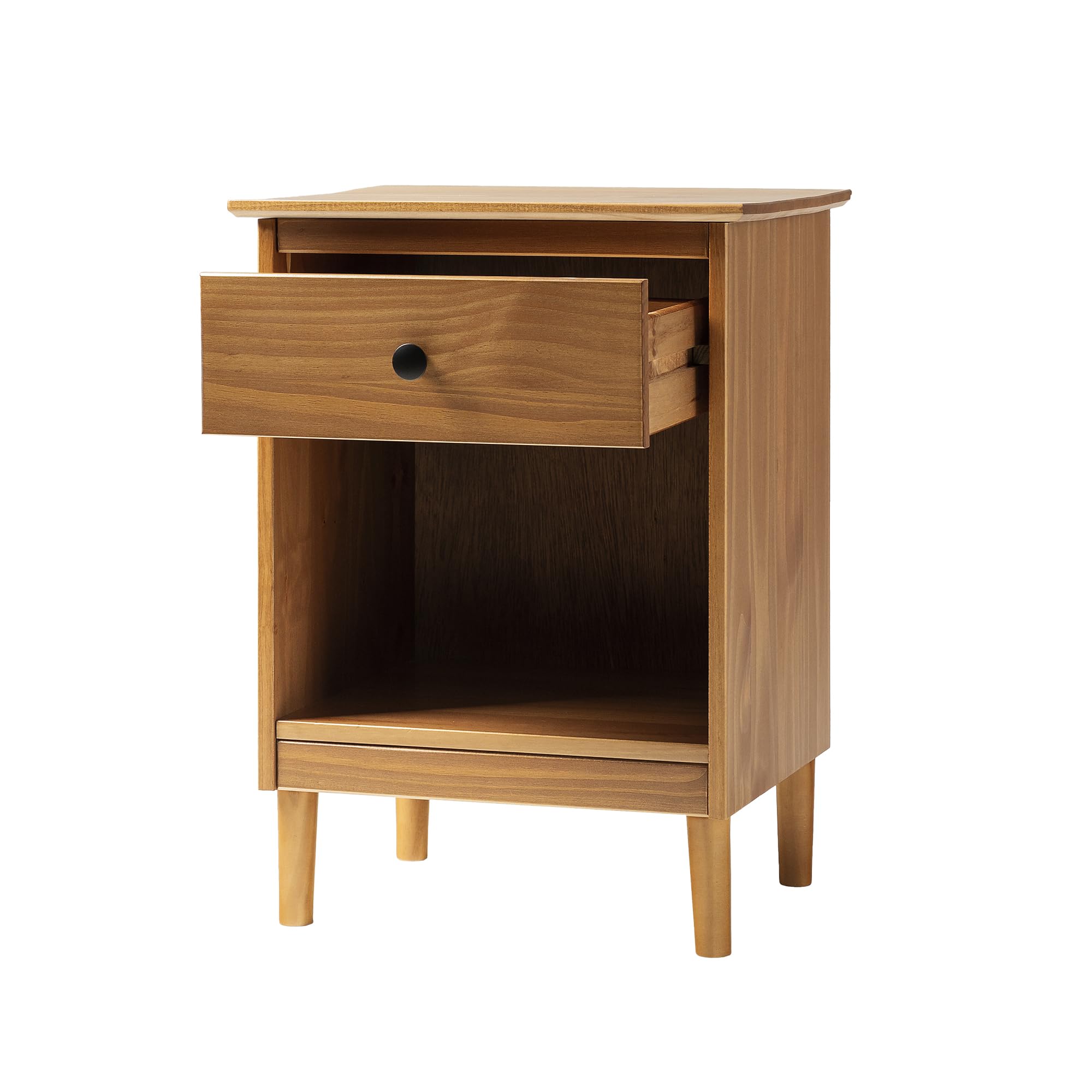 Edison Traditional Wood 1 Drawer Nightstand Side Table Bedroom Storage Drawer and Shelf Bedside End Table,