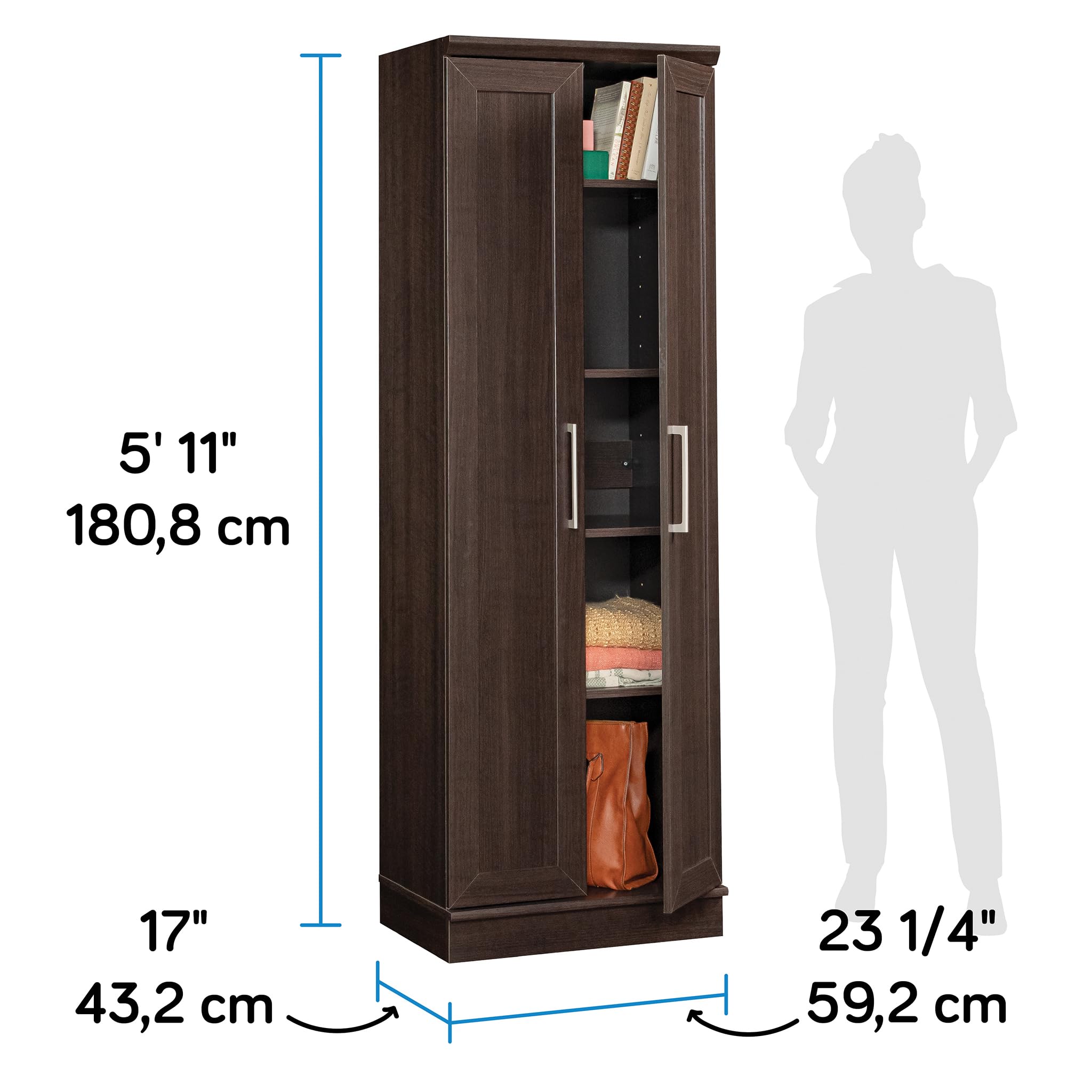 Sauder HomePlus Storage Pantry cabinets, L: 23.31" x W: 17.01" x H: 71.18", Dakota Oak