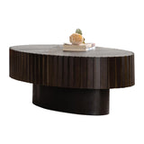 Oval Coffee Table for Living Room, Modern Wooden Drum Coffee Table Oval Coffee