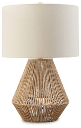 Signature Design by Ashley Clayman Bohemian 23.5" Paper Rope and Wood Table Lamp, Light Brown