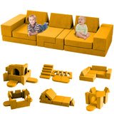 Kids Play Couch, 13PCS Modular Couch Kids for 4 Kids, Kids Couch for Playroom, Modular Kids Couch for Boys and Girls, Kids Play Couch for Kids (Yellow)