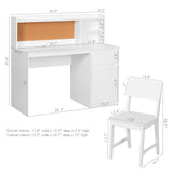 Study Desk with Chair, Kids Desk and Chair Sets with Hutch and Storage Cabinet, Wooden Children Study Table, Student Writing Desk Computer Workstation for 5-12 Years Old