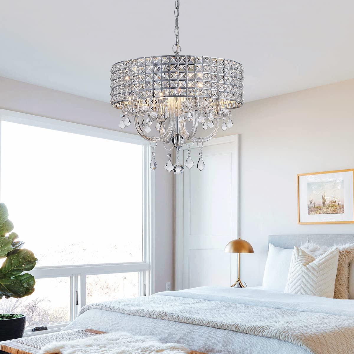 Mossi 4-Lights K9 Crystal Chandelier Modern Chandelier Light Fixture, Crystal Pendant