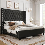 King Platform Bed Frame 61.4" Handmade Headboard