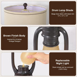 26" Vintage Lantern Table Lamps Set of 2 with USB Charging Ports