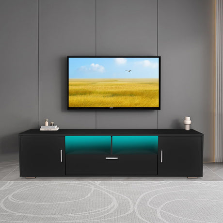 Stand for 65 inch Tv,Black Entertainment Center with Storage Cabinet