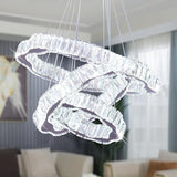 Modern Crystal Chandeliers 3 Rings Round LED Chandelier Fixtures DIY Pendant Lighting