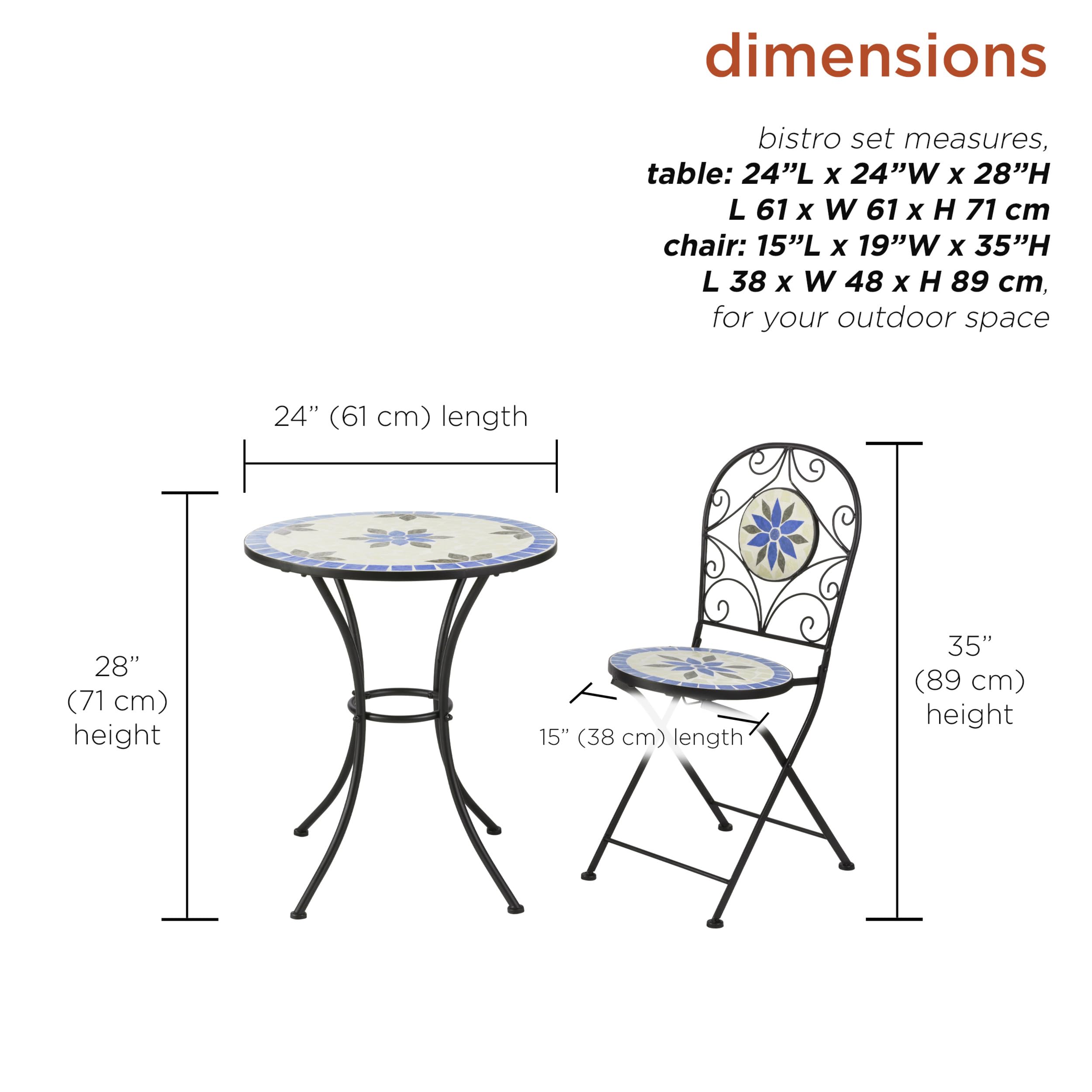 Corporation Blue and Beige Mosaic Bistro Set