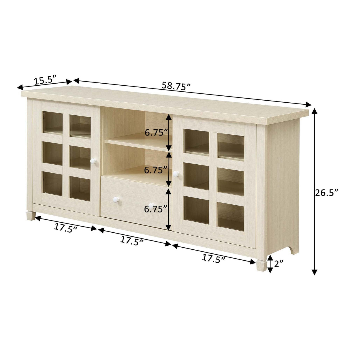 Newport Park Lane 1 Drawer TV Stand with Storage Cabinets and Shelves for TVs up