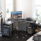 L-Shaped Desk with Shelves, Computer Corner Desk, Home Office Writing Workstation