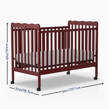 Crib, 3-in-1 Convertible Crib Wood Full Size Toddler Bed with Locking Wheels for Nursery