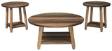 Raebecki 3-Piece Rustic Table Set, Includes Coffee Table and 2 End Tables