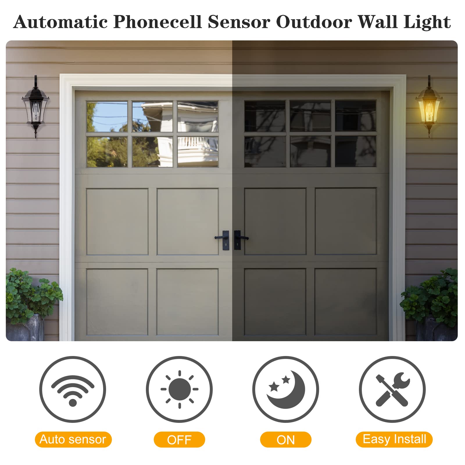 GOALPLUS Dusk to Dawn Outdoor Wall Light Fixture 18” High Antique Bronze Porch Light with Wall Mount, Vintage Waterproof Wall Sconce with Clear Seeded Glass, 1 Pack, LMMS3601-DNS