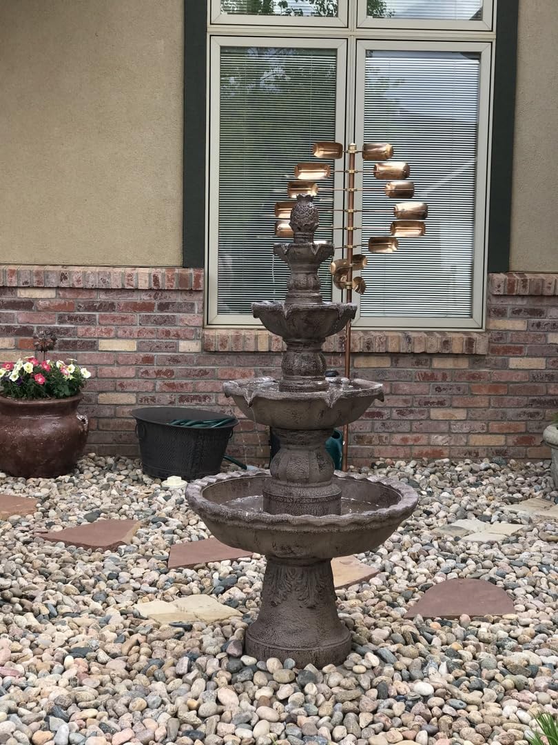 52-Inch 4-Tier Outdoor Water Fountain - Tall Outdoor Fountain for Garden, Patio or Yard