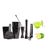 Bartender Kit Cocktail Shaker Set-7 Pieces Stainless Steel Black Plated Etching Bar Tools