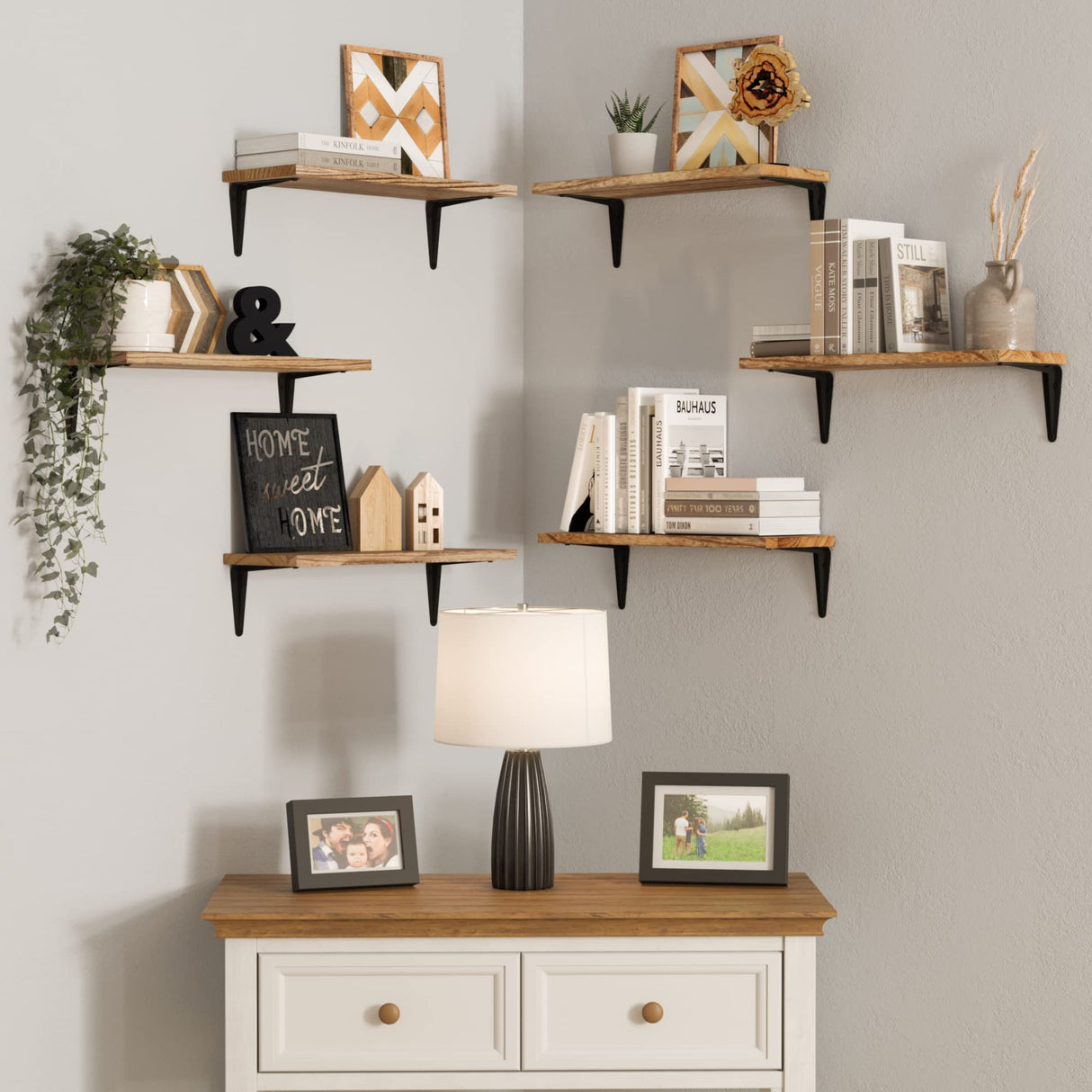 Arras Floating Shelves for Wall, 17"x6" Wall Bookshelves & Storage Shelves Living Room