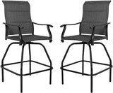 Patio Bar Set  Swivel Bar Stools Outdoor Bistro Textilene Furniture Stability All-Weather Set