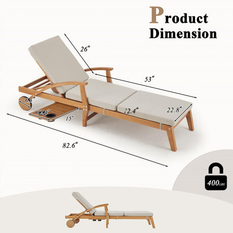 Wood Chaise Lounge Chair Outdoor, Patio Chaise Lounger Recliner