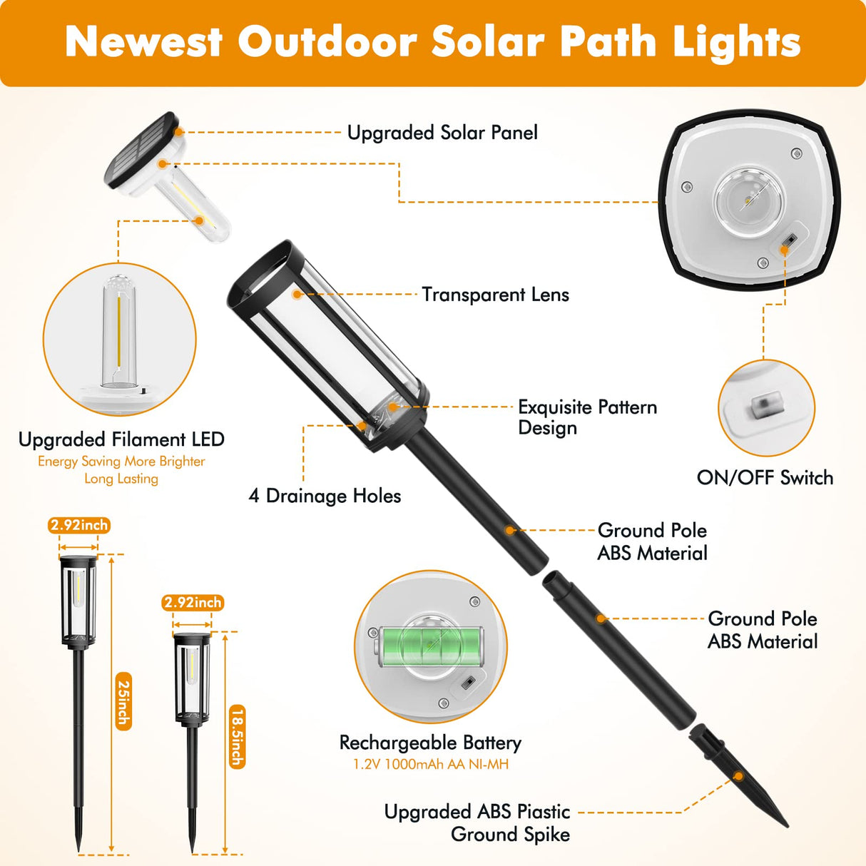 Solar Pathway Lights Outdoor 8 Pack, Bright Solar Path Lights Outside Waterproof,