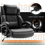 Big and Tall 400lbs Office Chair - Adjustable Lumbar Support Quiet Rubber Wheels