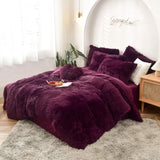 5 PCS Shaggy Duvet Cover Bedding Set - Fluffy Comforter Cover Long Faux Fur Luxury