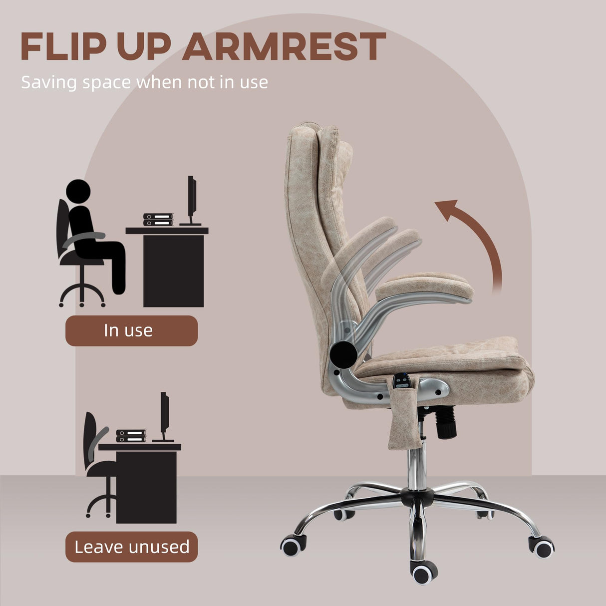 High Back Vibration Massage Office Chair with Heat - Cream White