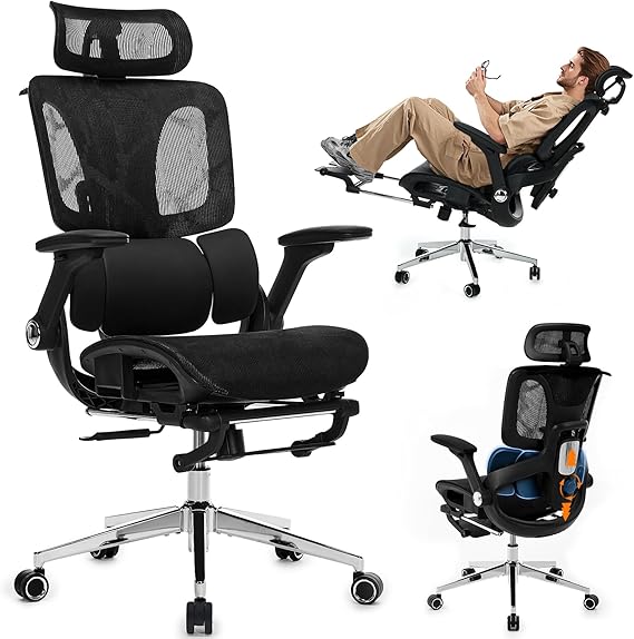 Ergonomic Mesh Office Chair with 4D Armrests and Lumbar Support