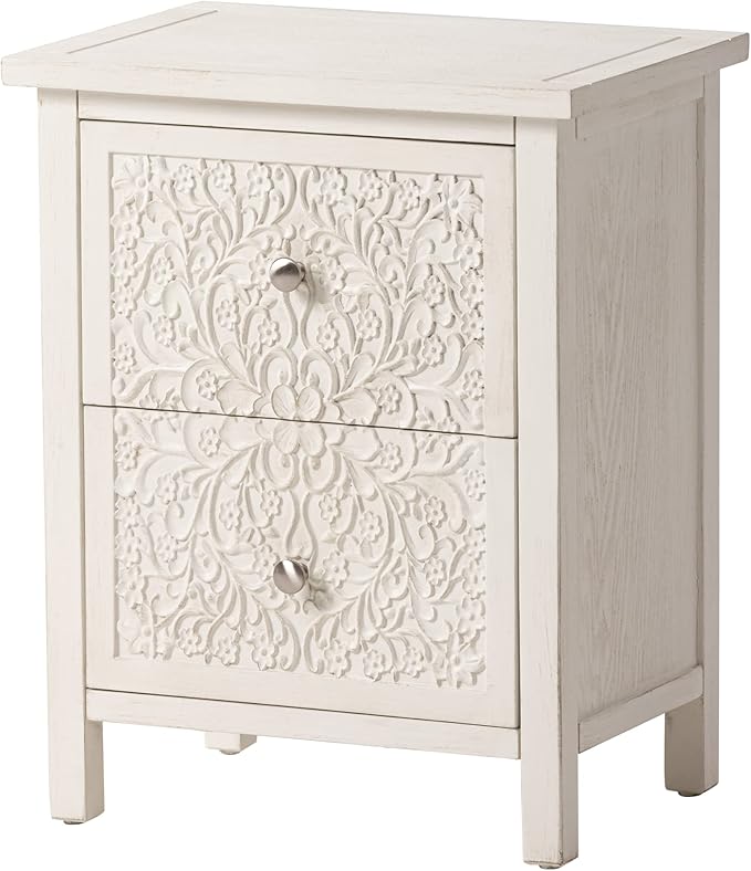 Fully-Assembled Flower Motif Dresser, Set of 2 Nightstand