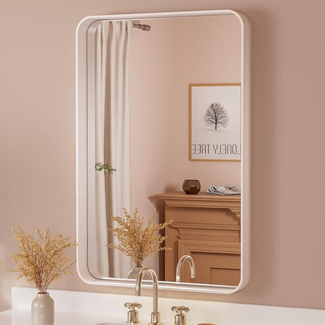 24 x 36 Inch Vanity Mirror, Silver Trimmed Wall Mounted Mirrors,