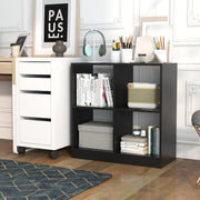 4-Cube Bookcase, Freestanding Open Bookshelf, 2 Anti-Tipping Kits, Modern Cube Storage Wooden Display Shelf for Living Room Kids Room, Easy Assembly (Black, 29 x 13 x 29 Inch)