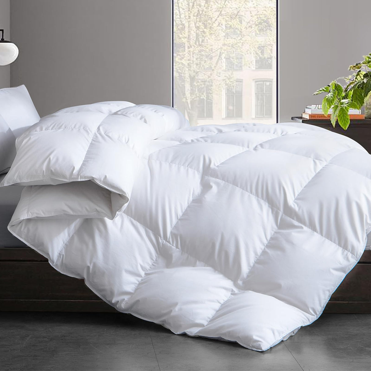 Full Size Feather Comforter Filled with Feather & Down - All Season White Duvet Insert