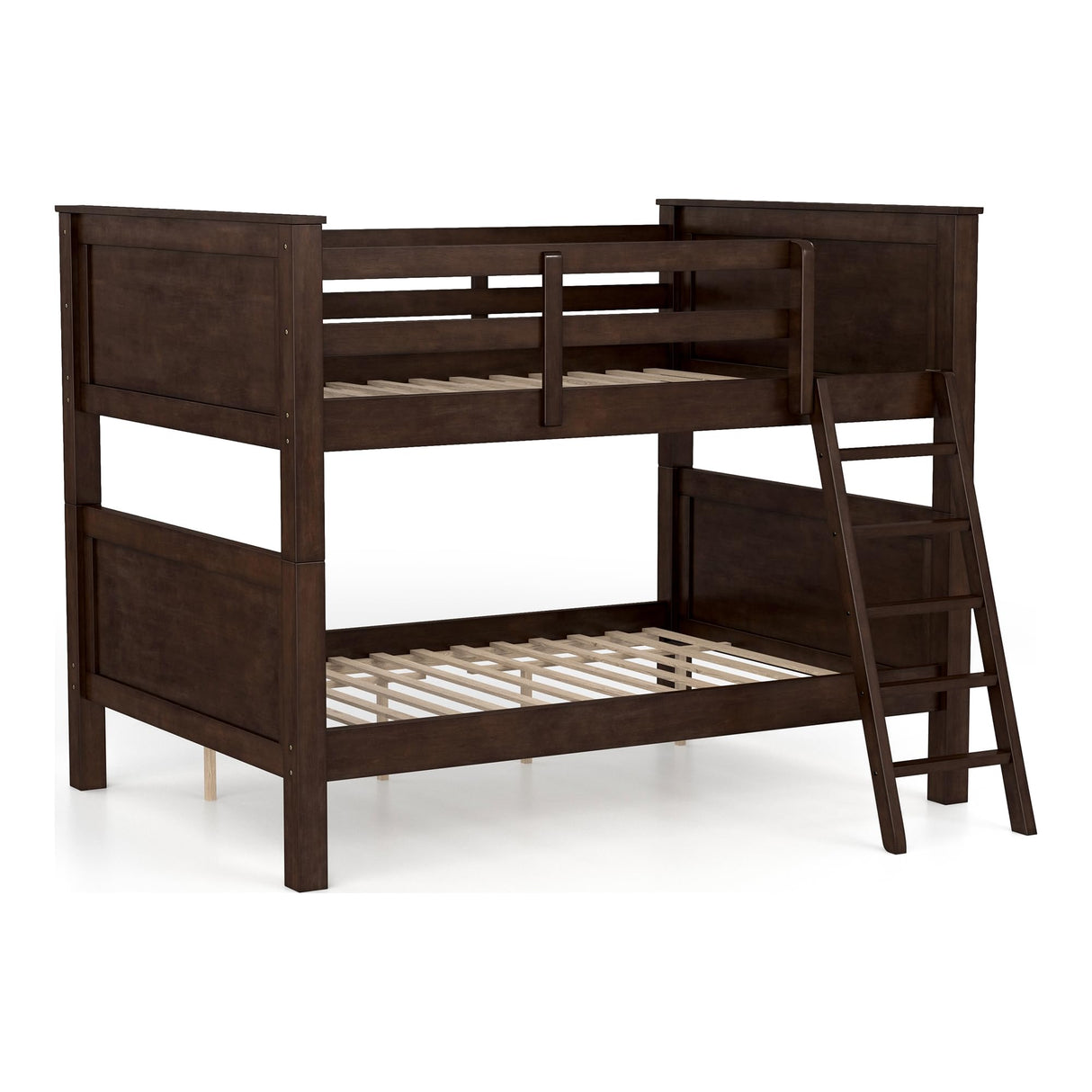 Demetrius Transitional Solid Wood Convertible Bunk Bed with Guard Rail and Ladder